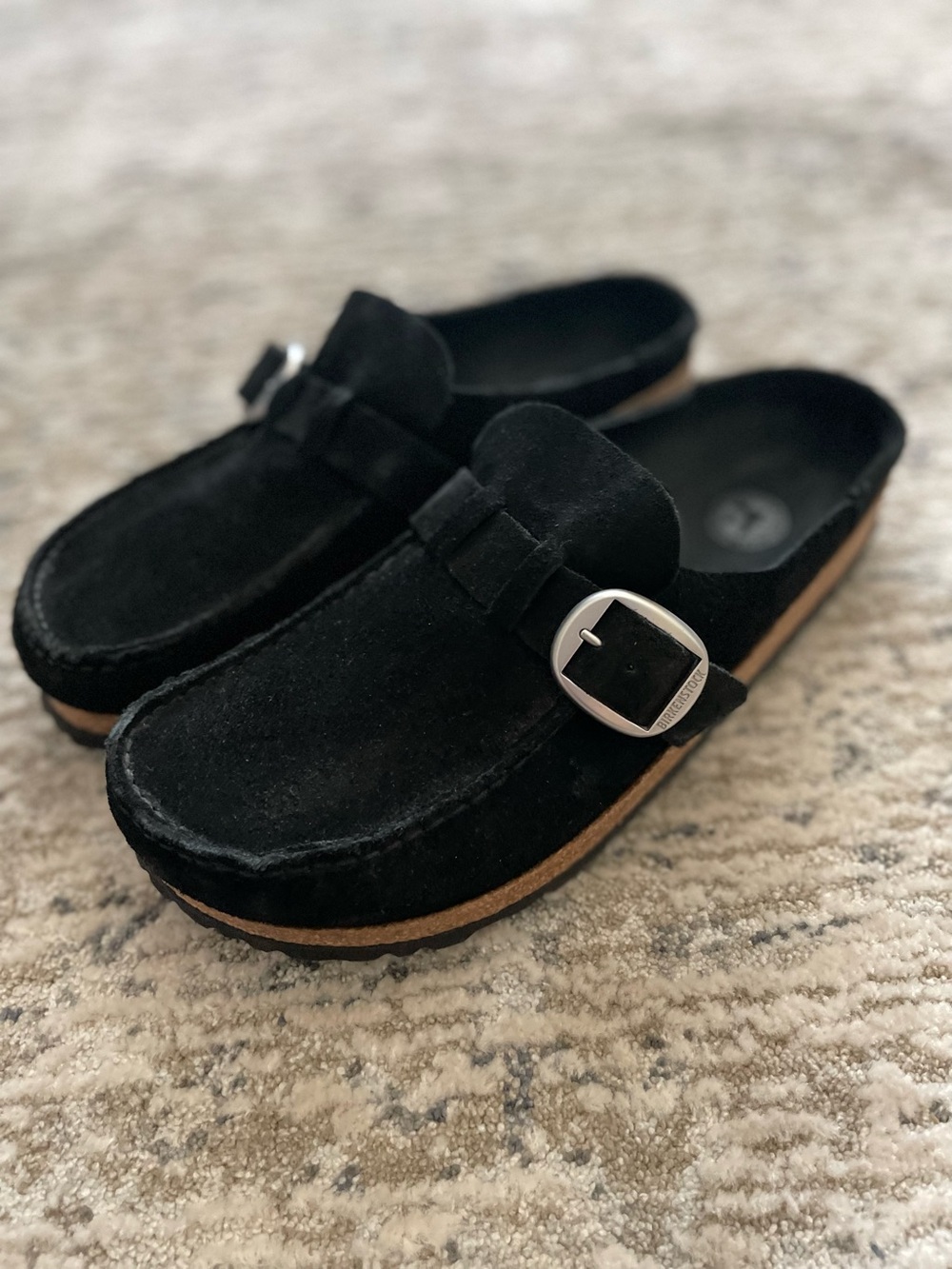 Birkenstock Buckley Mules Black Suede 41 Womens 10 Slip on Clogs Moccasins - Picture 5 of 8